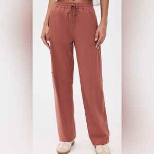 Beyond Yoga Cargo Pants Wide Leg Drawstring High Rise Athleisure Lounge Rust S